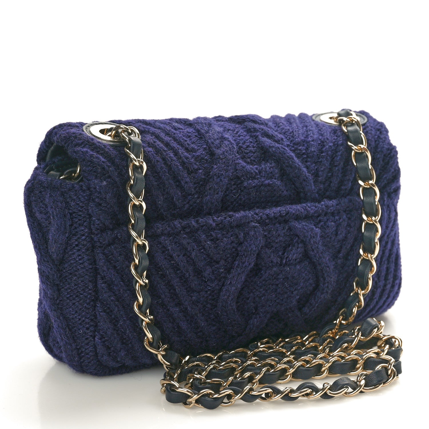 Chanel Cable Knit Mini Paris-Hamburg Flap Navy Blue 3 of 10