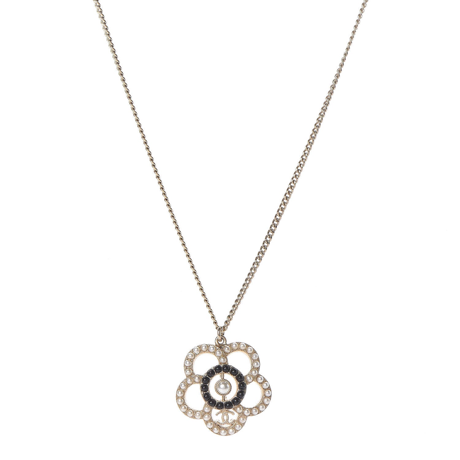 Chanel Pearl Camellia Necklace Gold 1 of 5