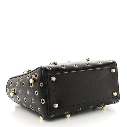 Christian Dior Crinkled Calfskin Studded Pearls Medium Lady Dior Black 4 of 10