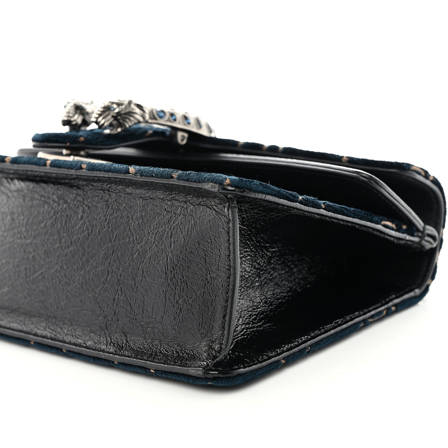 Gucci Velvet Skipper Crystal GG Monogram Small Dionysus Shoulder Bag Blue Beige Black 11 of 12