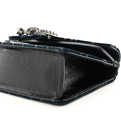 Gucci Velvet Skipper Crystal GG Monogram Small Dionysus Shoulder Bag Blue Beige Black 11 of 12