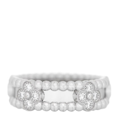 Van Cleef & Arpels 18K White Gold Diamond Perlee Sweet Clovers Ring 51 5.75 3 of 5