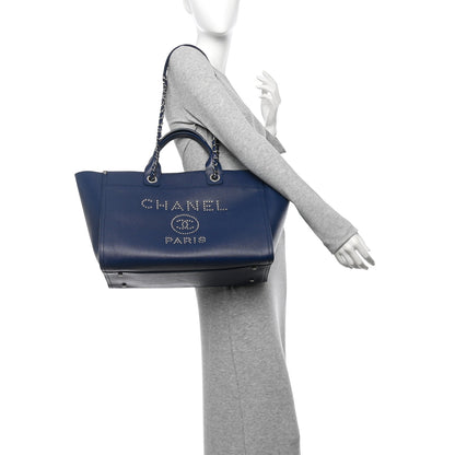 Chanel Caviar Medium Studded Deauville Tote Navy 2 of 10