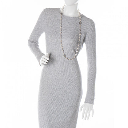 Chanel Crystal Pearl CC Long Necklace Silver 2 of 3