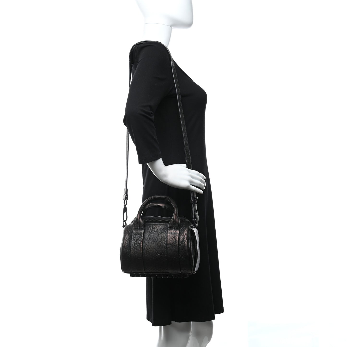 Pebbled Lambskin Mini Rockie Black Matte Bronze Black Hardware