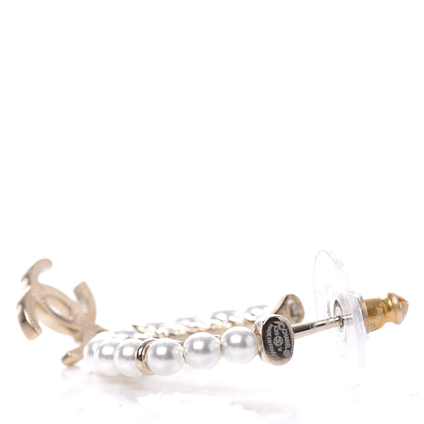 Pearl Charms CC Hoop Earrings Gold