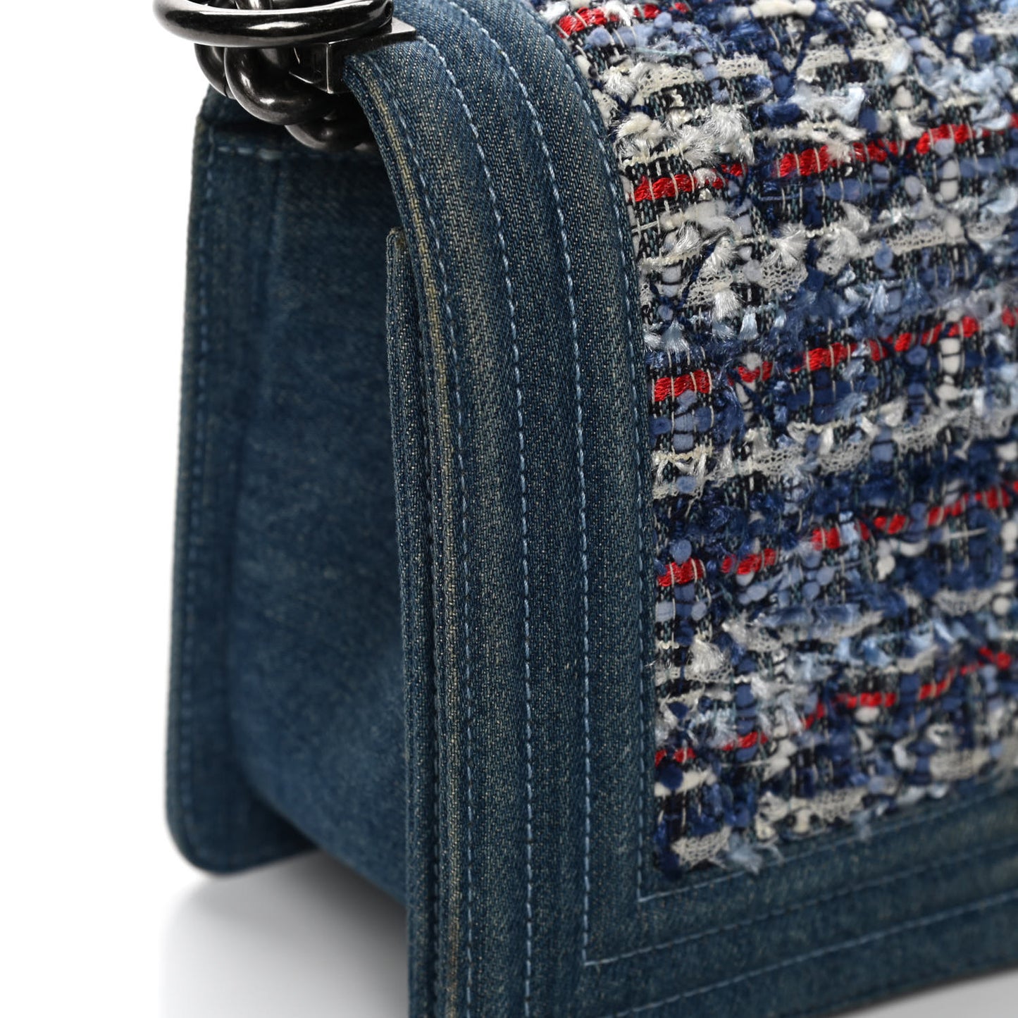 Tweed Denim Medium Boy Flap Blue