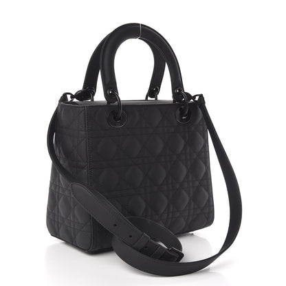 Christian Dior Ultra Matte Calfskin Cannage Medium Lady Dior Black 3 of 14