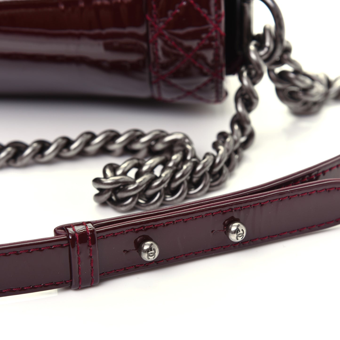 Patent Large Boy Reverso Flap Burgundy