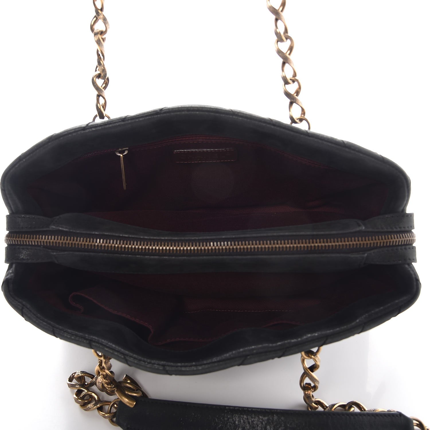 Chanel Iridescent Calfskin Chevron Quilted Surpique Tote Black 5 of 7