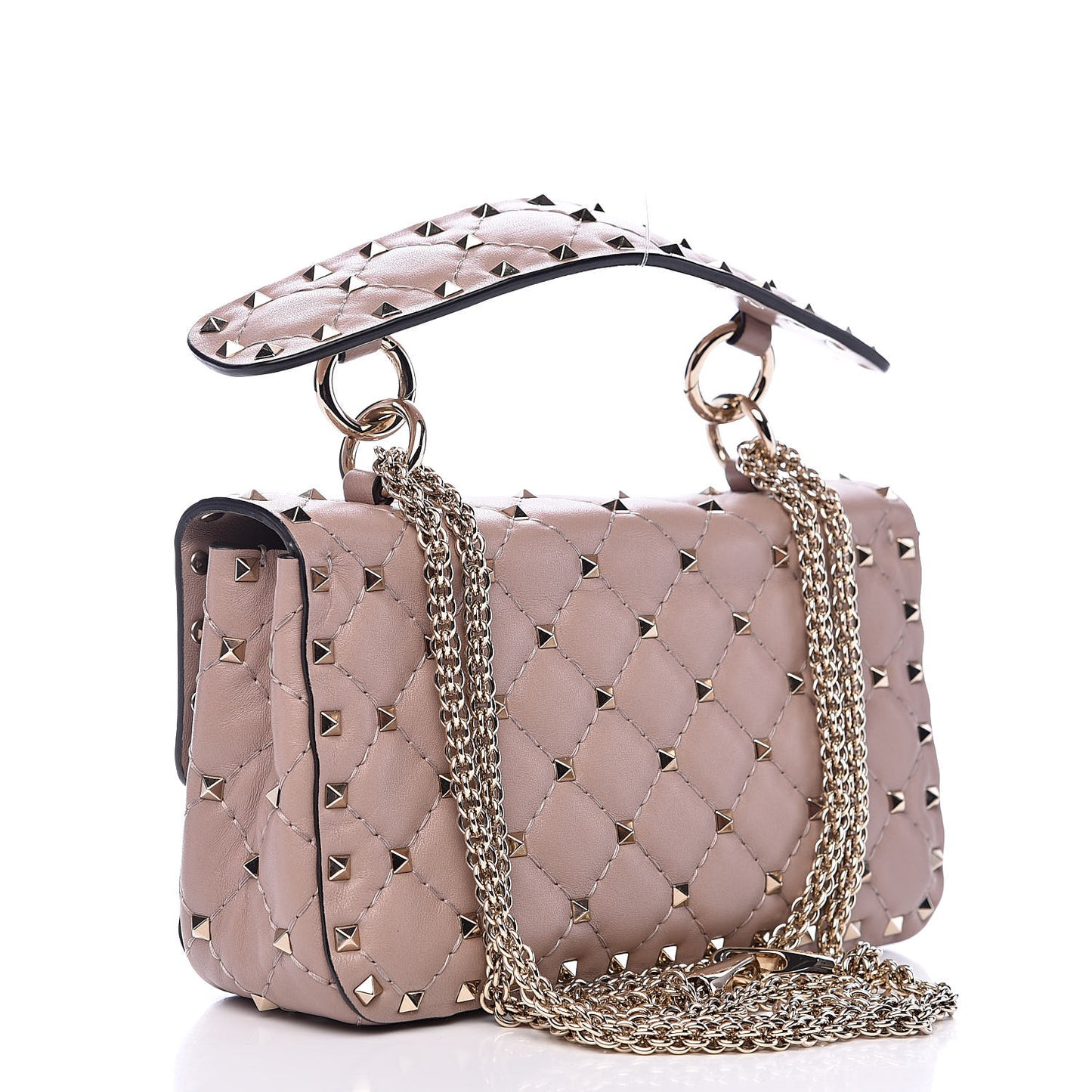 Nappa Small Rockstud Spike Shoulder Bag Poudre