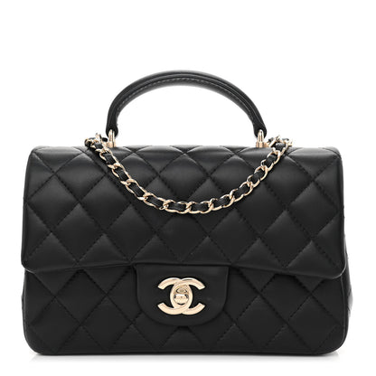 Chanel Lambskin Quilted Mini Top Handle Rectangular Flap Black 1 of 10