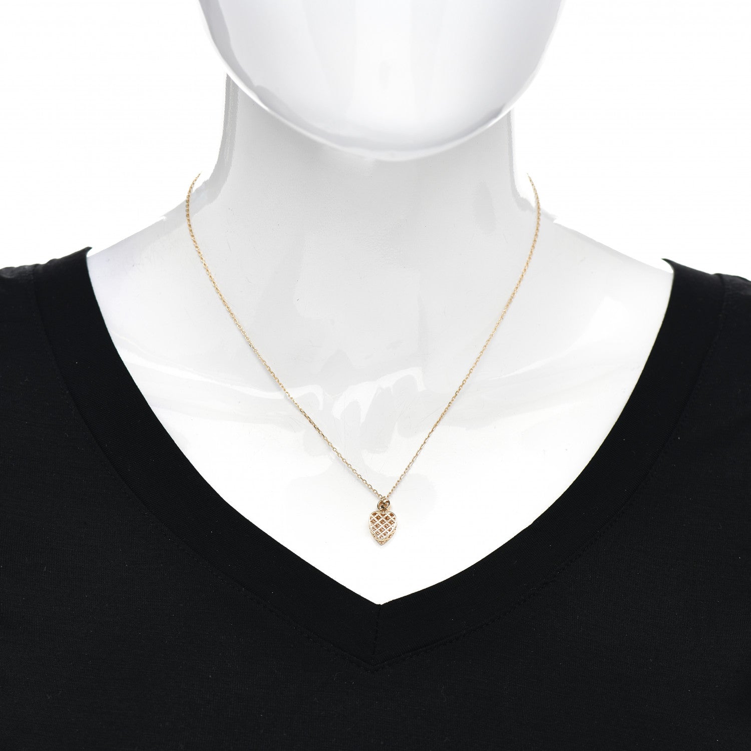 Gucci 18K Yellow Gold Diamantissima Heart Pendant Necklace 2 of 5