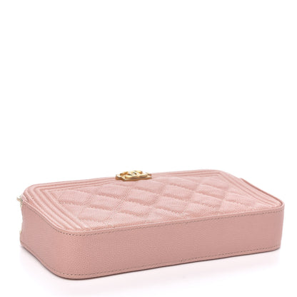 Chanel Caviar Quilted Small Boy Clutch With Chain Pink 3 of 12
