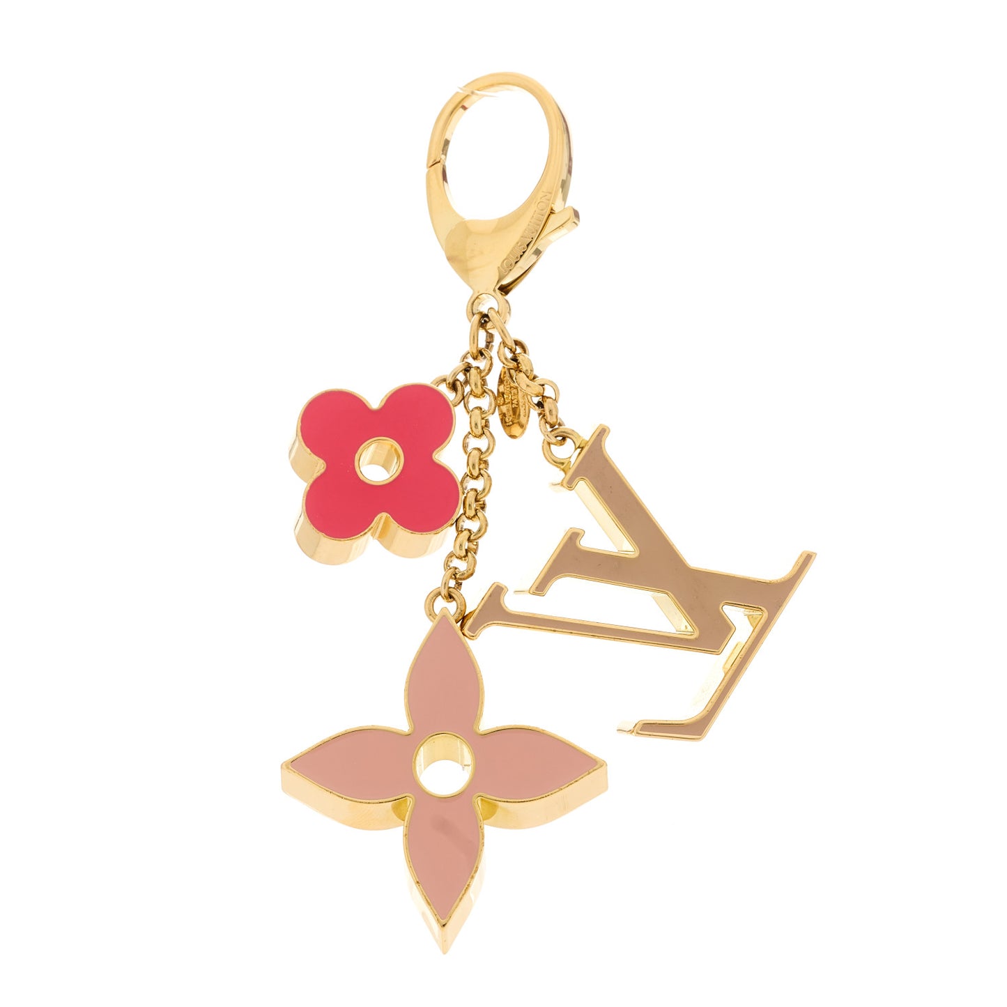 Fleur De Monogram Bag Charm Pink