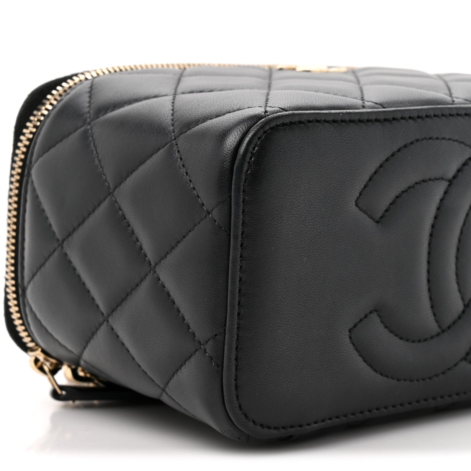 Chanel Lambskin Quilted Small Top Handle Vanity Case With Chain Black 10 of 11