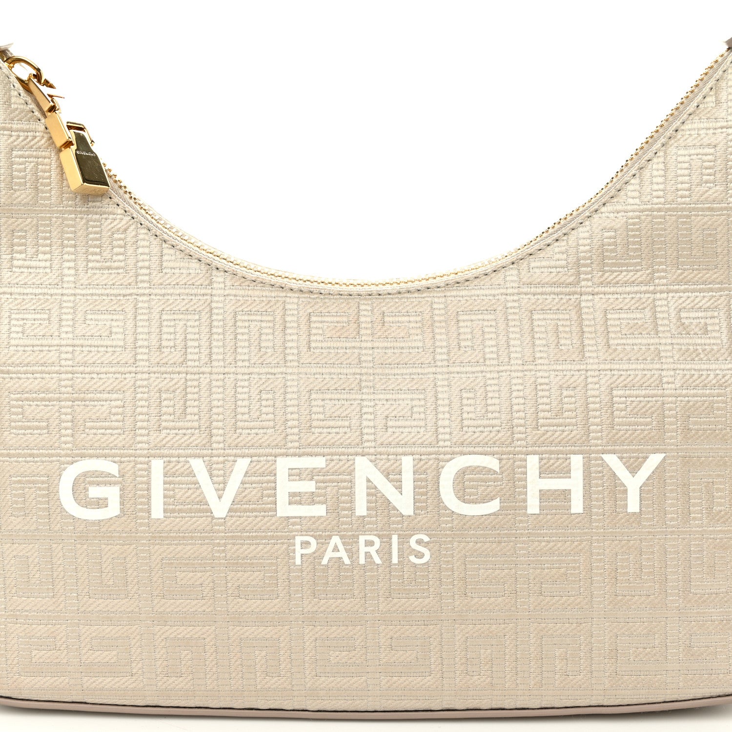 Givenchy Coated Canvas Logo 4G Embossed Small Moon Cut Out Shoulder Bag Natural Beige 8 of 10
