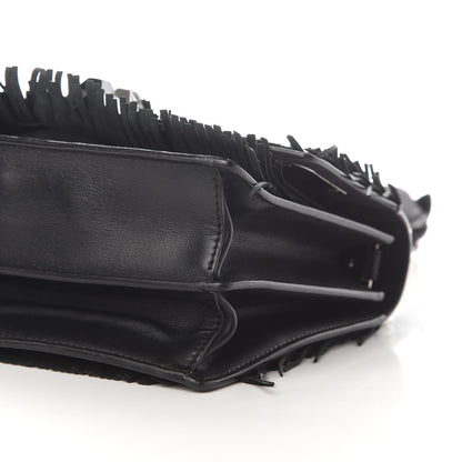 Fendi Smooth Calfskin Monster Eyes Fringe Studded Small Kan I Shoulder Bag Black 9 of 12