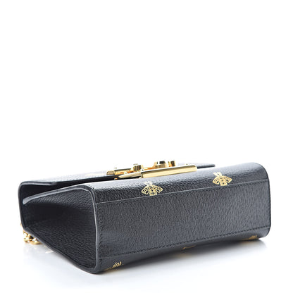 Gucci Grained Calfskin Bee Star Small Padlock Shoulder Bag Black 4 of 13