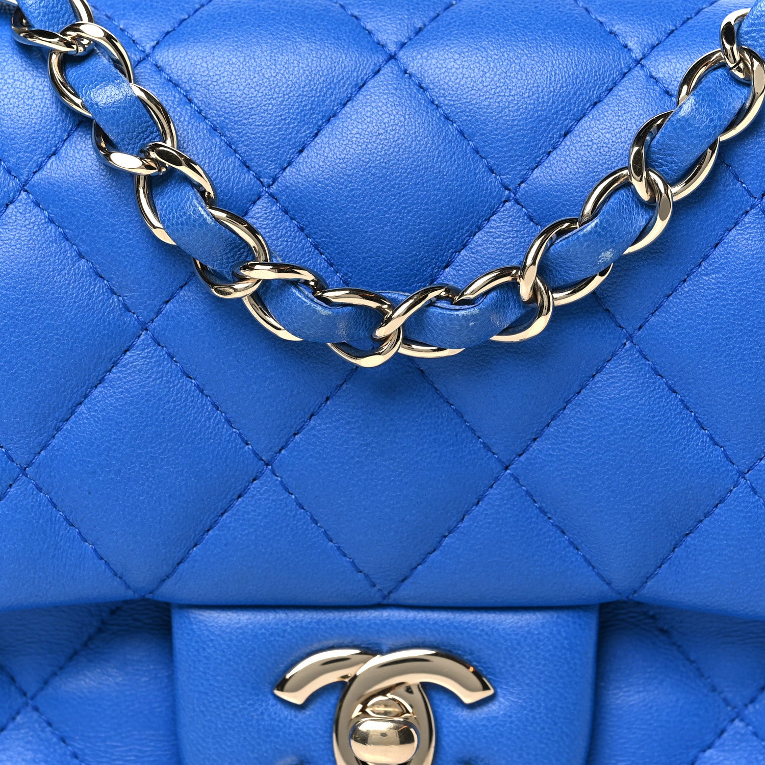 Chanel Lambskin Quilted Mini Square Flap Blue 8 of 11