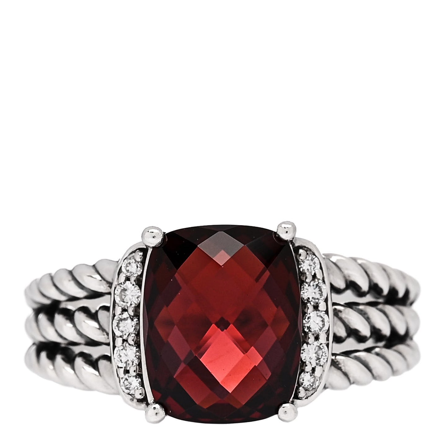 Sterling Silver Diamond Garnet 10mm Petite Wheaton Ring 54 6.75