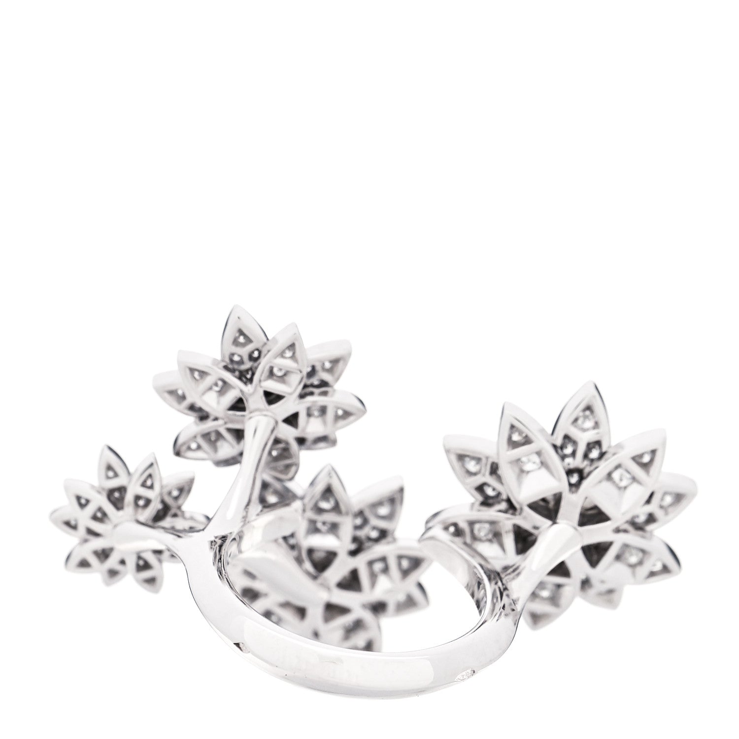 Van Cleef & Arpels 18K White Gold Diamond Lotus Between The Finger 4 Flowers Ring 48 4.5 3 of 5