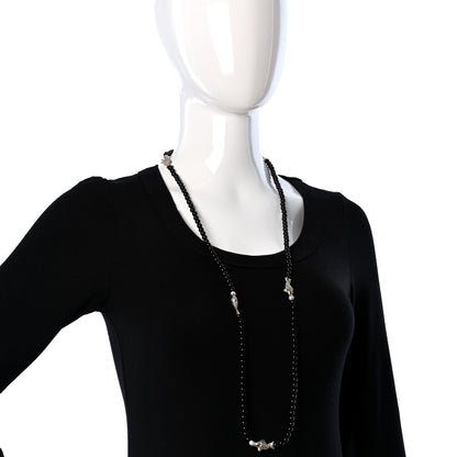 Tiffany 18K Yellow Gold Black Onyx Pearl Fish Bead Necklace 3 of 4