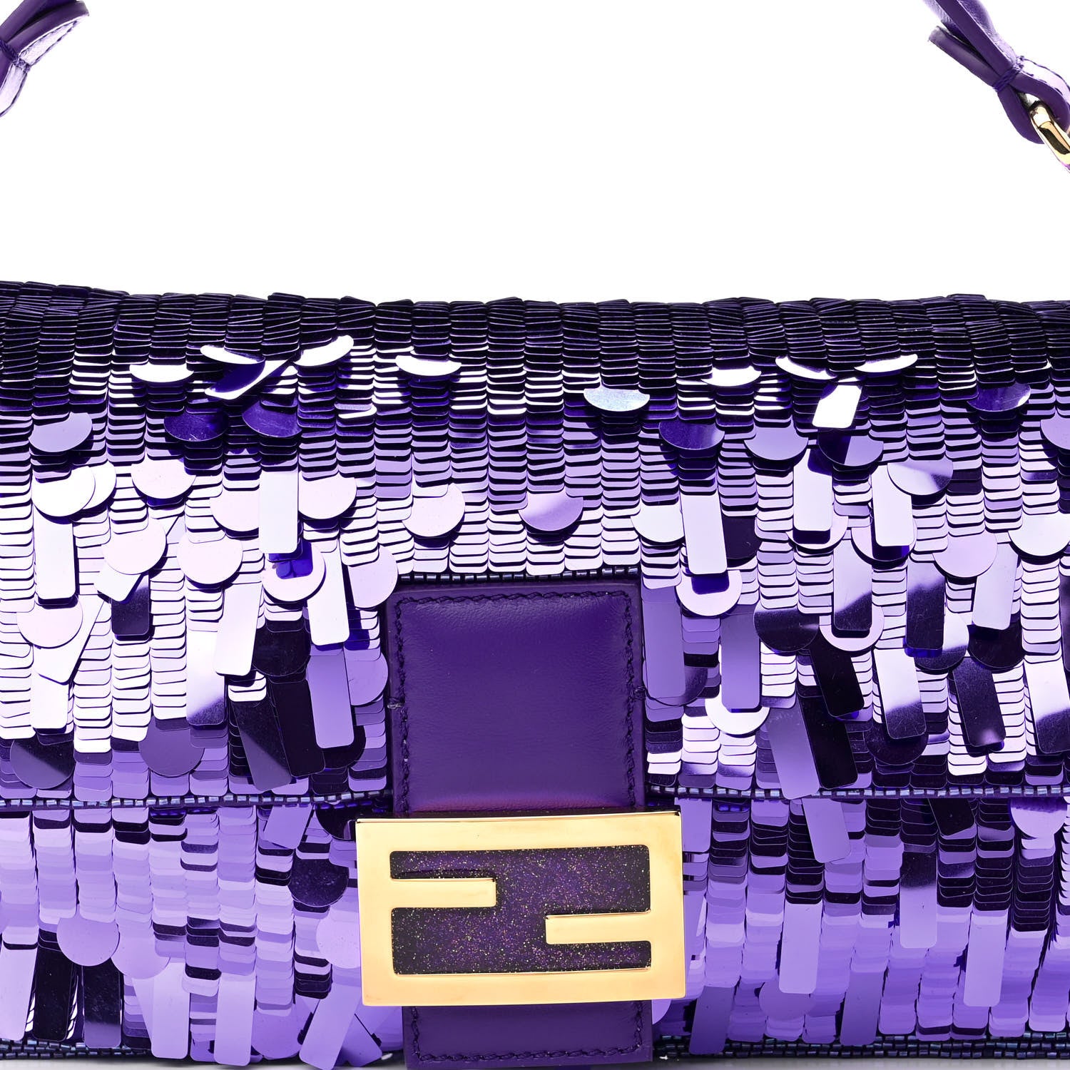 Fendi Sequin Paillettes Shiny Nappa Sex and the City Baguette Viola Purple Rain 8 of 10