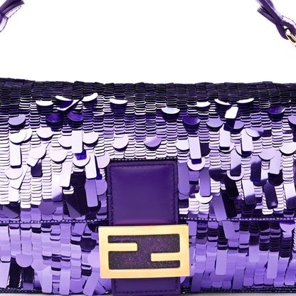 Fendi Sequin Paillettes Shiny Nappa Sex and the City Baguette Viola Purple Rain 8 of 10