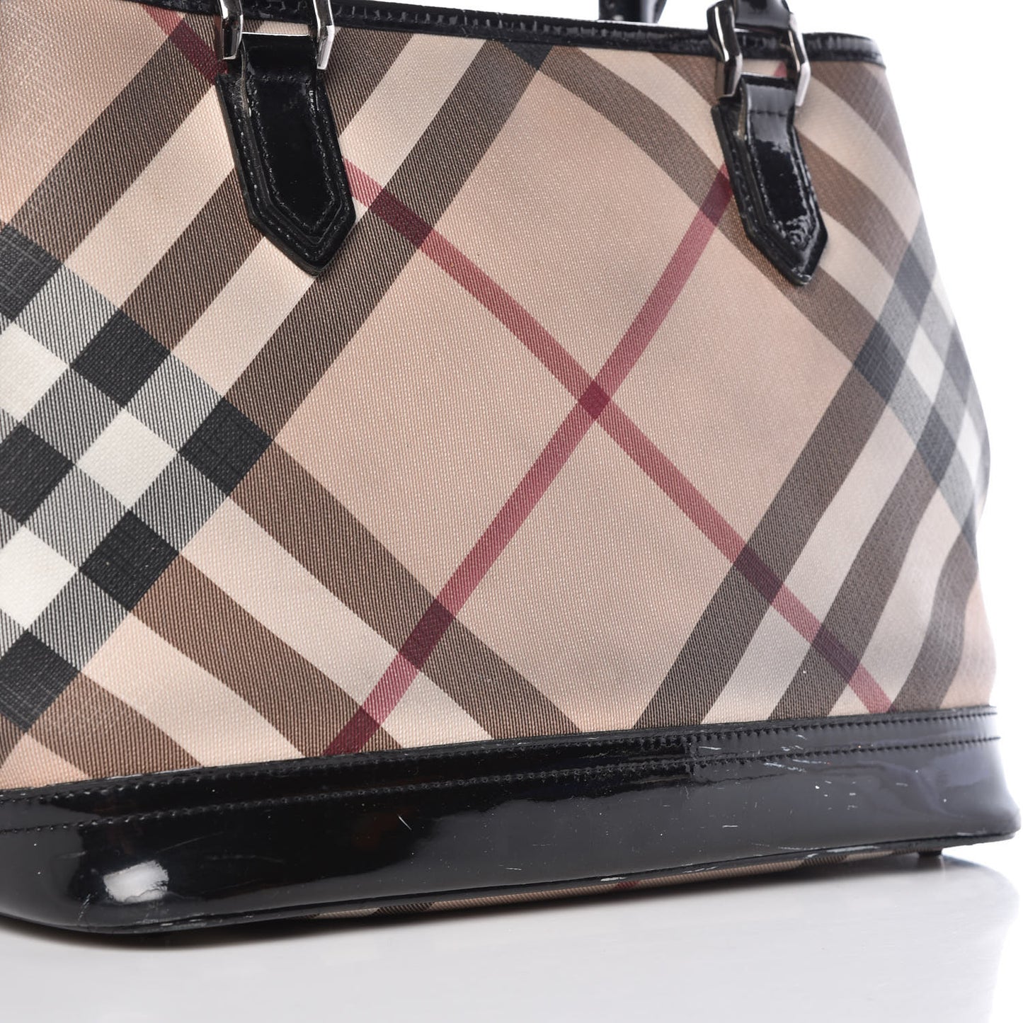 Patent Supernova Check Tote Black