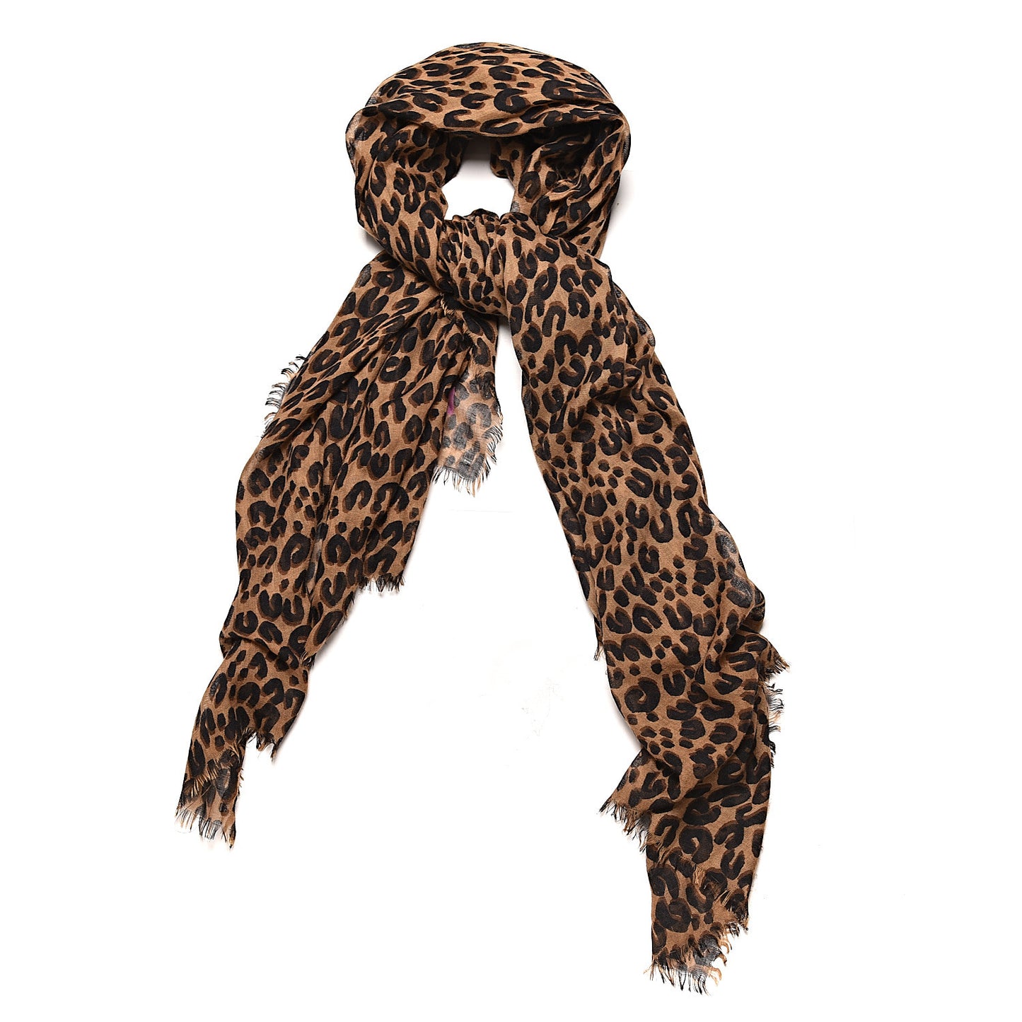 Cashmere Silk Leopard Etole Stole Marron