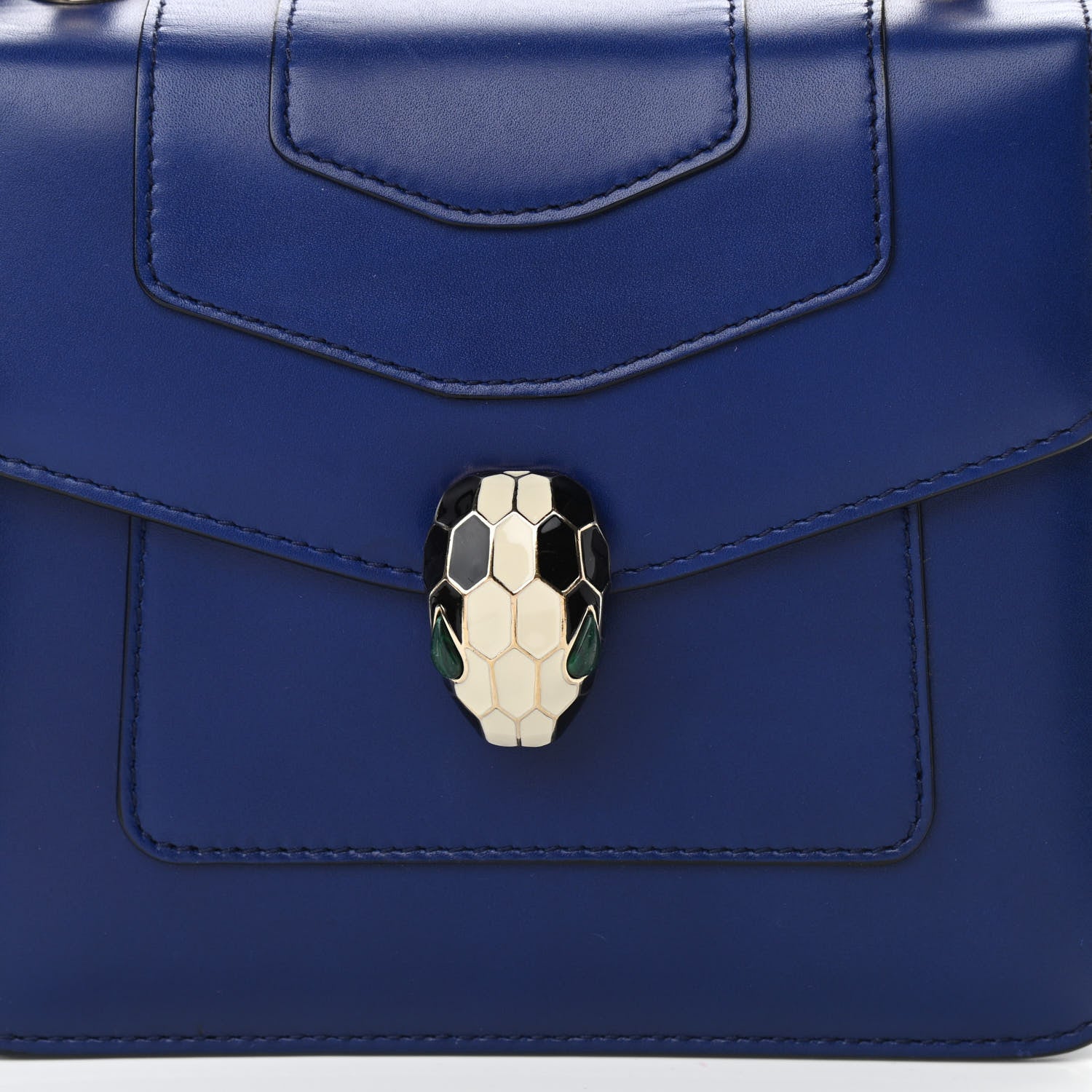 Bulgari Calfskin Serpenti Forever Top Handle Blue 7 of 9
