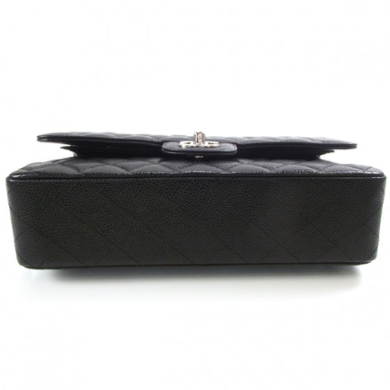 Caviar Quilted Medium Double Flap Black