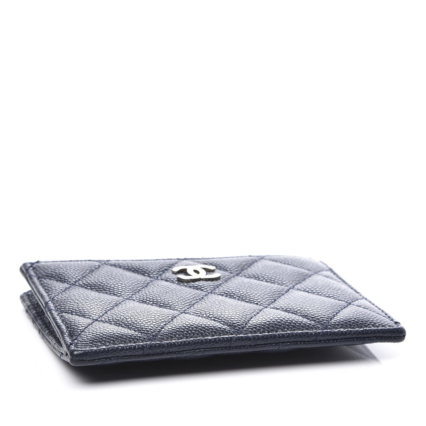 Caviar Quilted CC Zip Card Holder Navy
