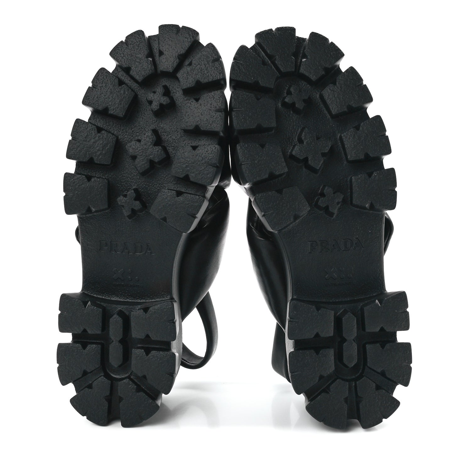 Nappa Soft Metal Triangle Logo Padded Monolith 55mm Slingback Sandals 40 Black