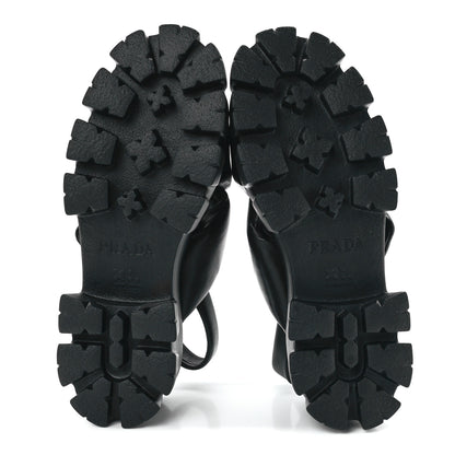 Prada Nappa Soft Metal Triangle Logo Padded Monolith 55mm Slingback Sandals 40 Black 5 of 9