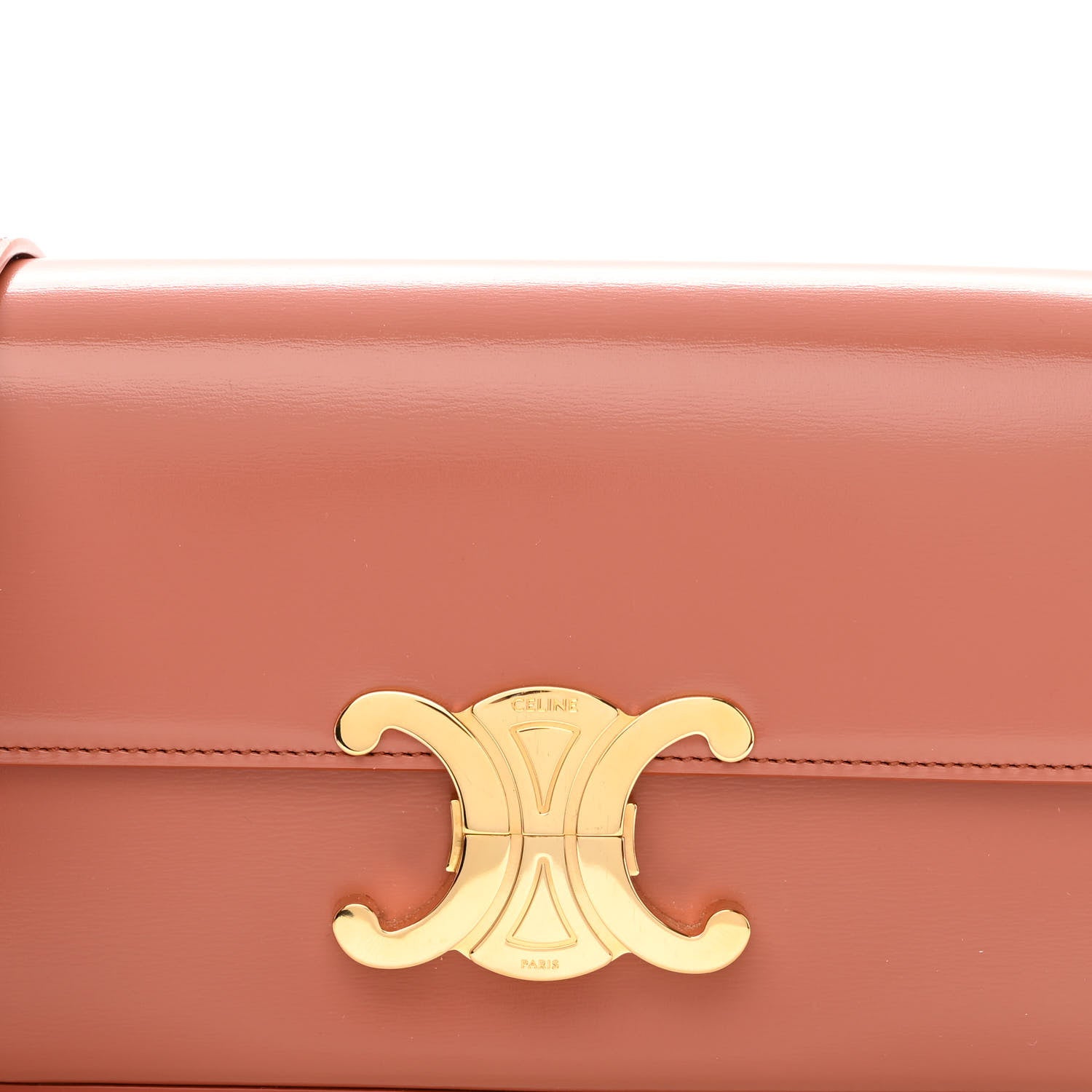 Celine Shiny Calfskin Triomphe Shoulder Bag Terracotta 7 of 9