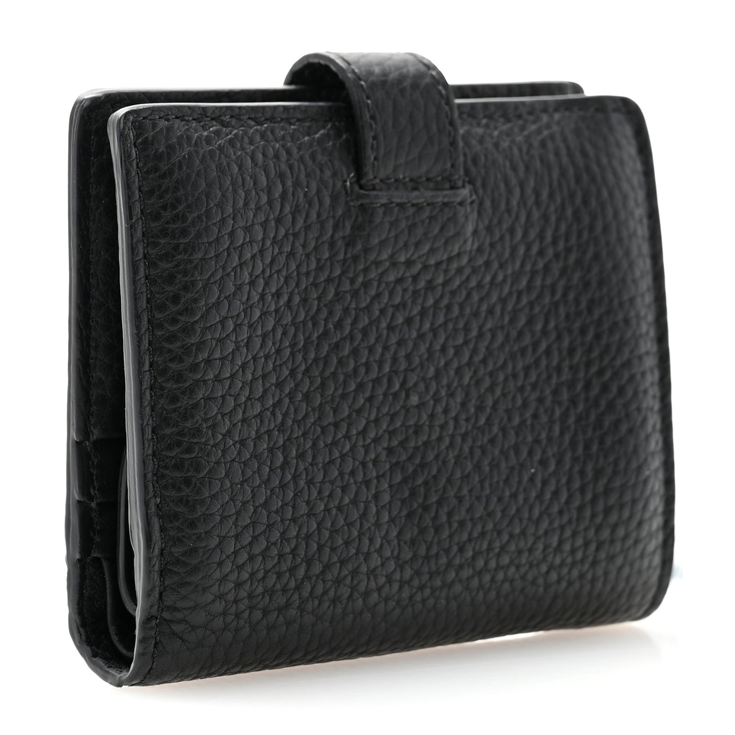 Soft Grained Calfskin Logo Embossed Lakeside Wallet Black