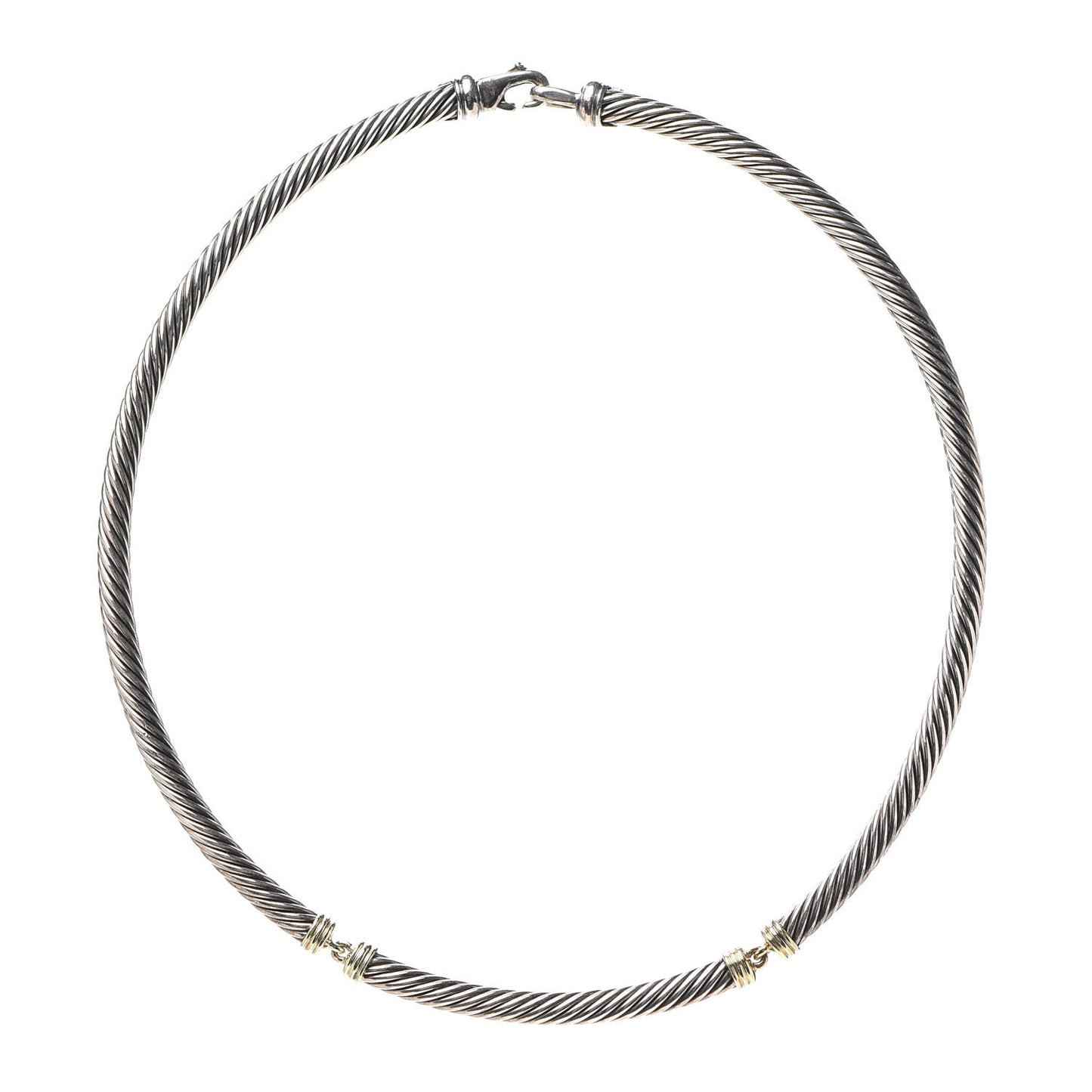 Sterling Silver 14K Yellow Gold Cable Metro Collar Necklace