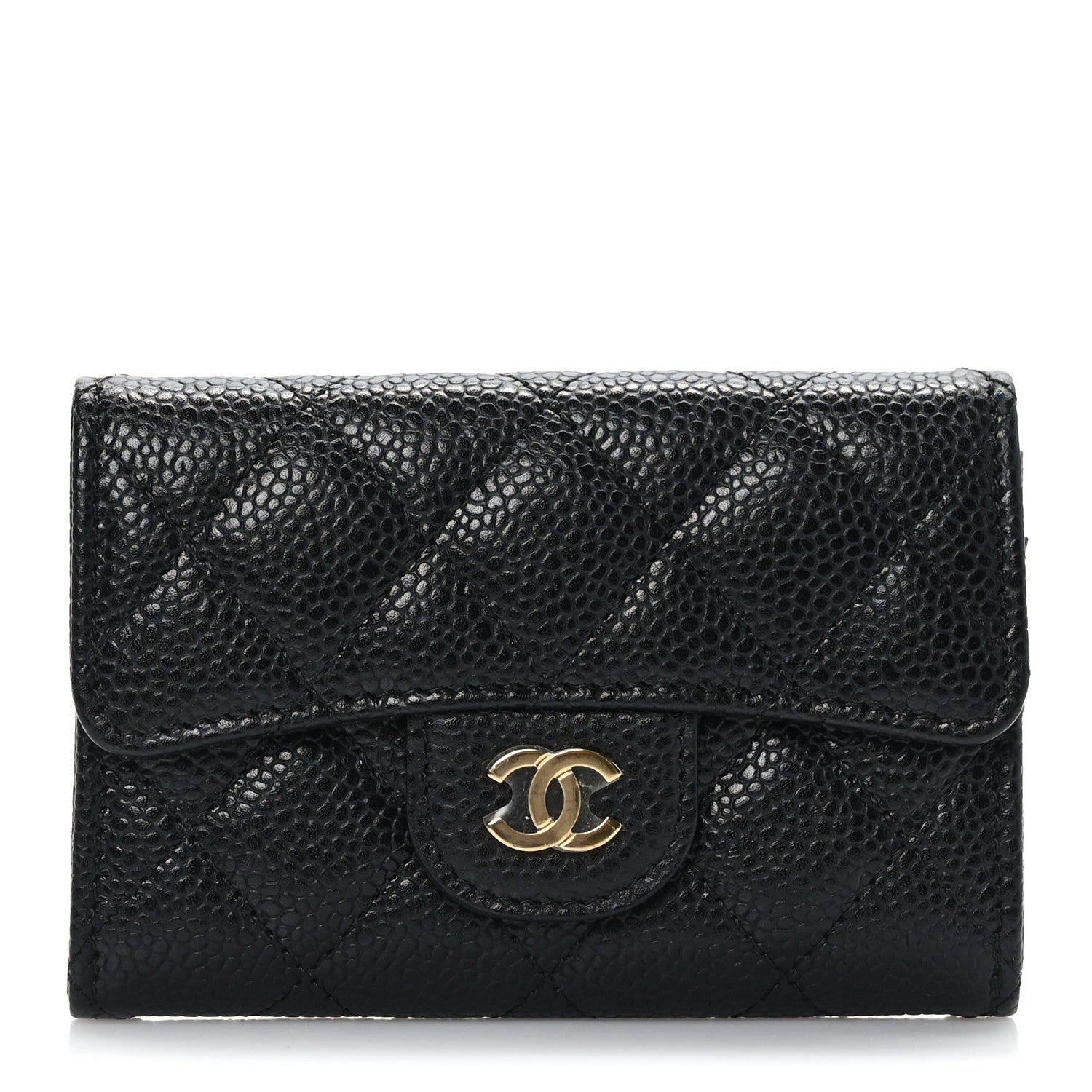 Chanel Caviar Quilted Flap Card Holder Wallet Black 1 of 8