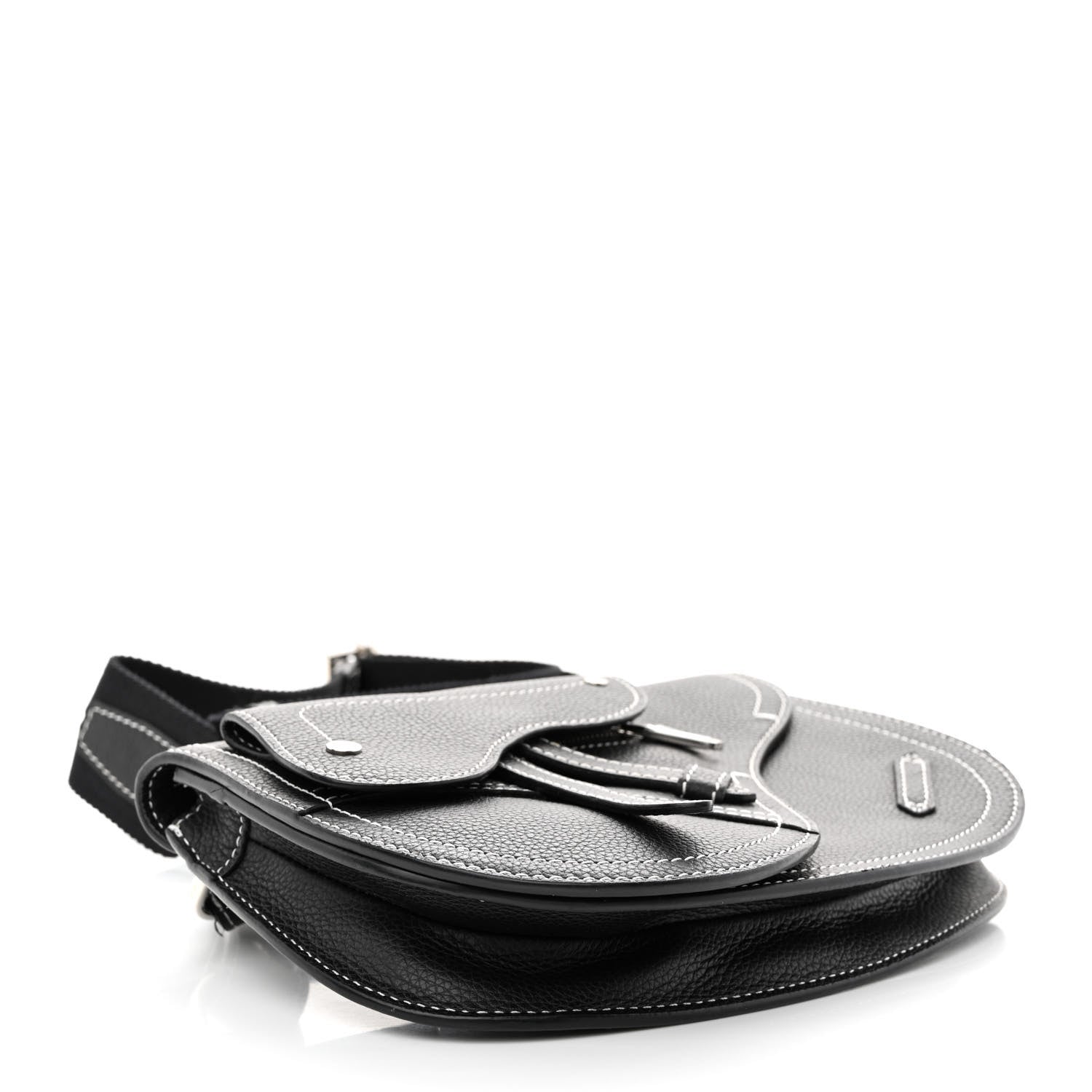 Christian Dior X KAWS Grained Calfskin Saddle Pouch Black 4 of 10
