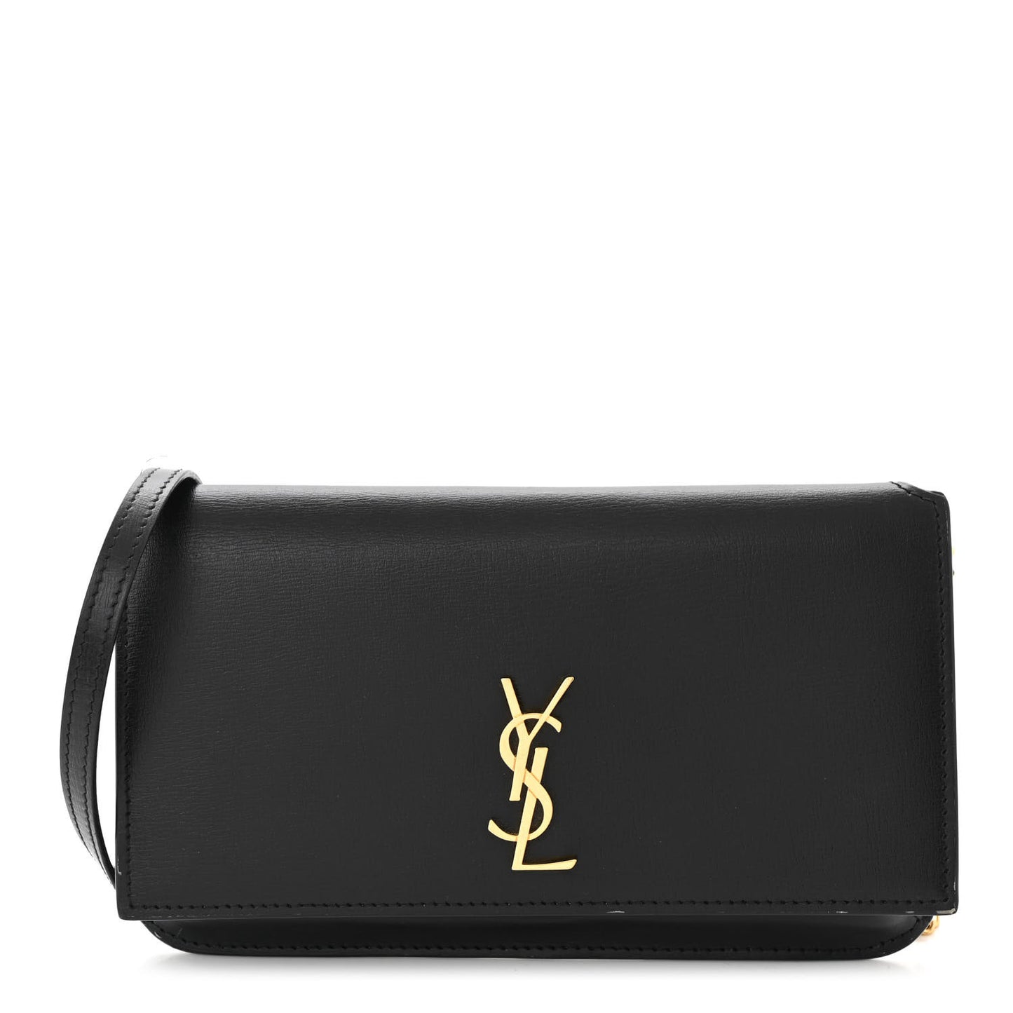Smooth Calfskin Monogram Phone Holder Crossbody Black