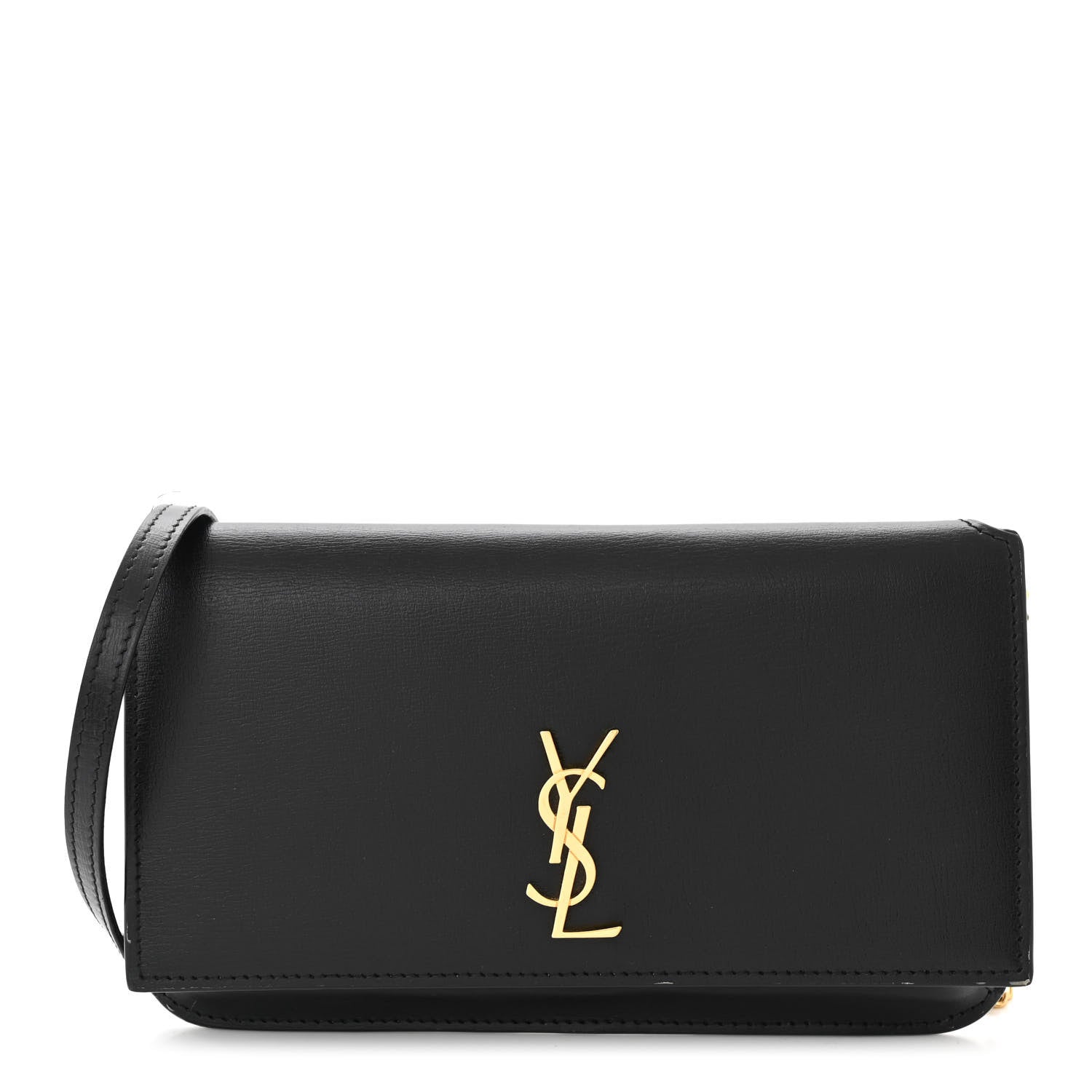 Saint Laurent Smooth Calfskin Monogram Phone Holder Crossbody Black 1 of 12