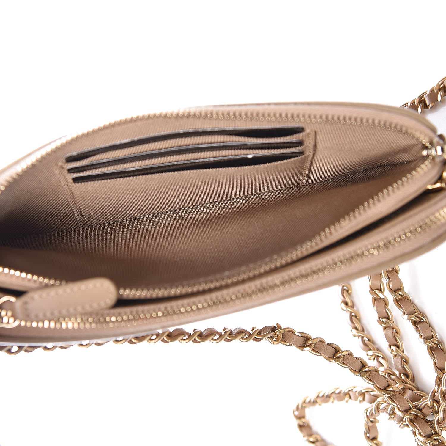 Chanel Caviar Quilted CC Filigree Clutch With Chain Beige 5 of 13