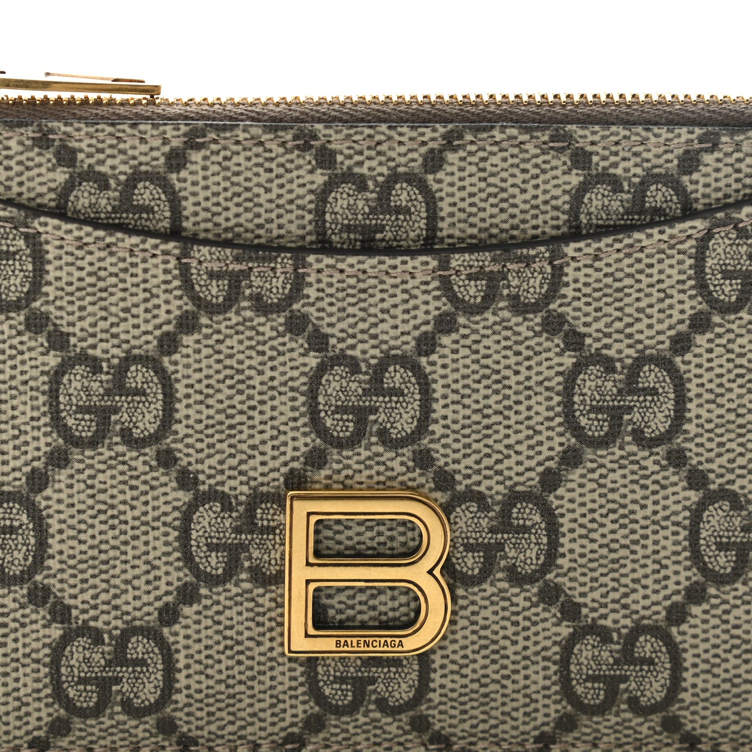 Gucci X BALENCIAGA GG Supreme Monogram Zip Card Case Beige Ebony 7 of 9