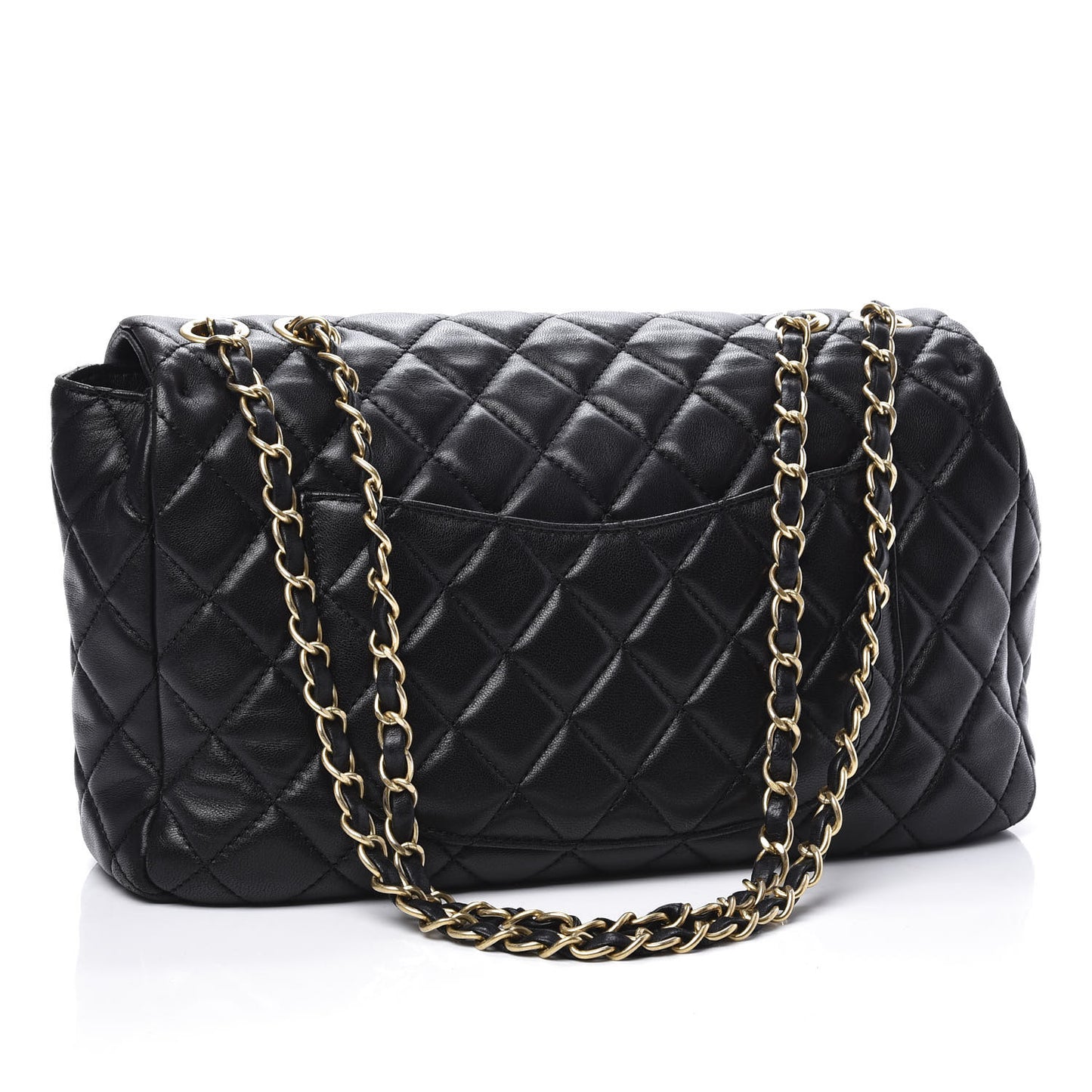 Lambskin Quilted Large Now and Forever Flap Black