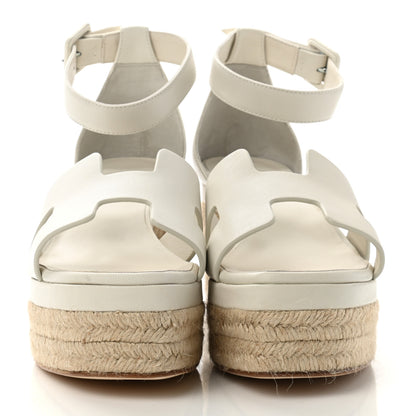 Hermes Goatskin Elda Espadrille Wedge Sandals 39 White 2 of 9