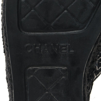 Chanel Tweed CC Slip On Espadrilles 37 Black Silver 8 of 9