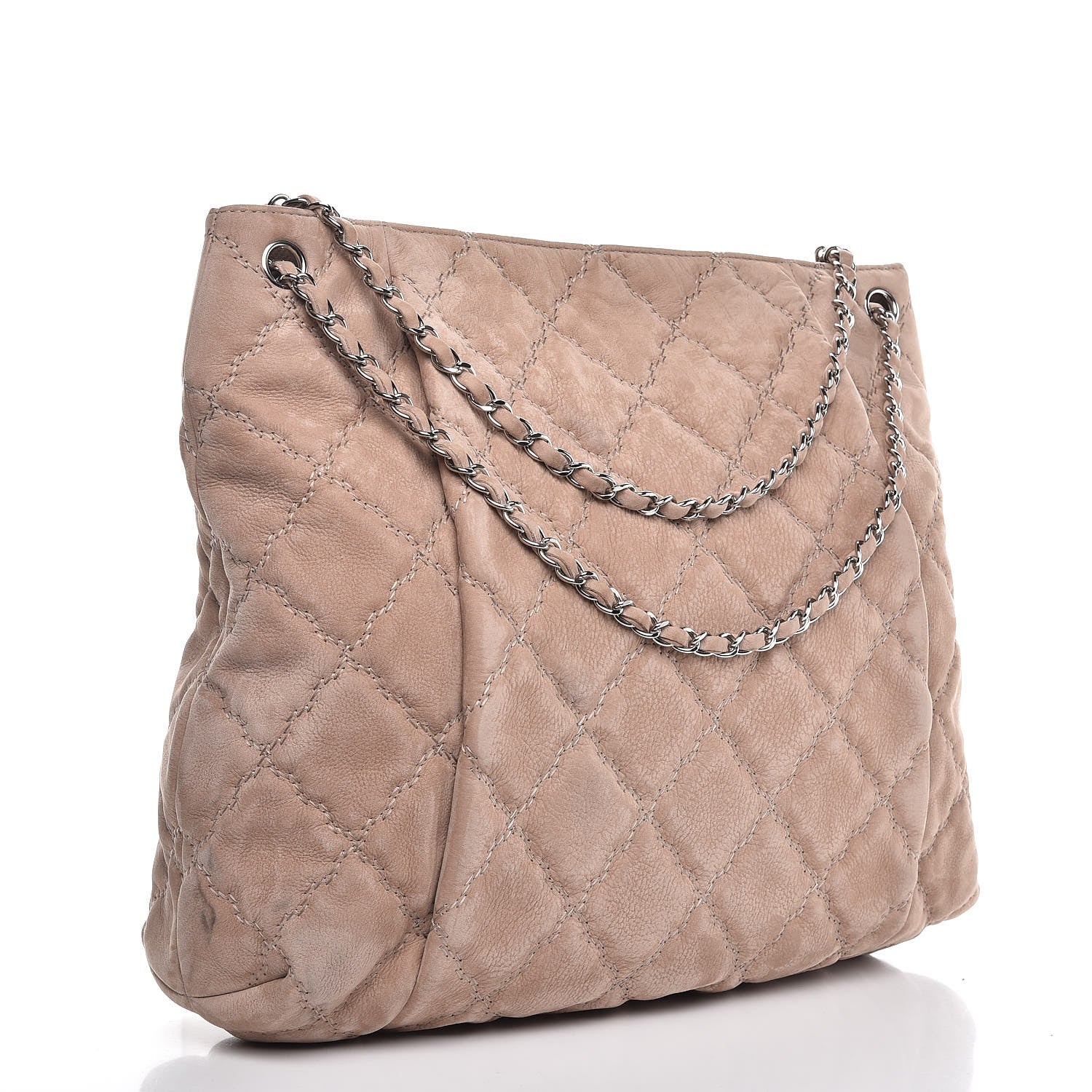 Chanel Nubuck Double Stitch Large Hamptons Shopping Tote Light Brown 3 of 8