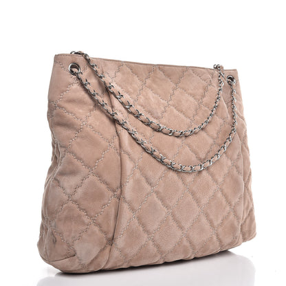 Chanel Nubuck Double Stitch Large Hamptons Shopping Tote Light Brown 3 of 8